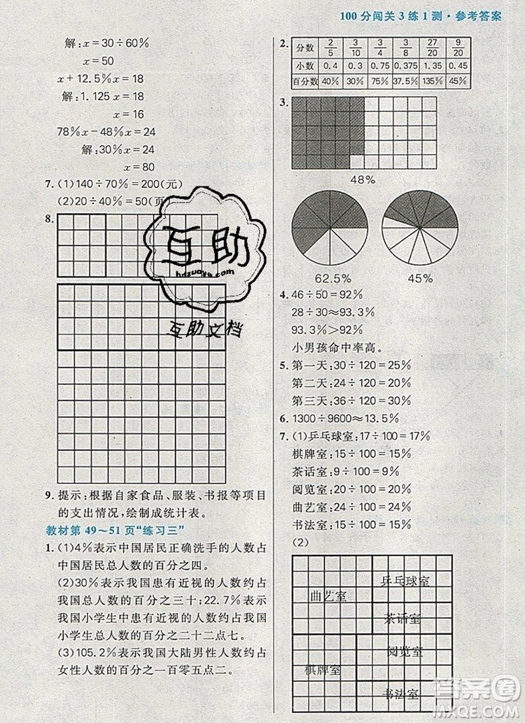 遠(yuǎn)方出版社2019年100分闖關(guān)課時(shí)作業(yè)六年級數(shù)學(xué)上冊北師大版答案