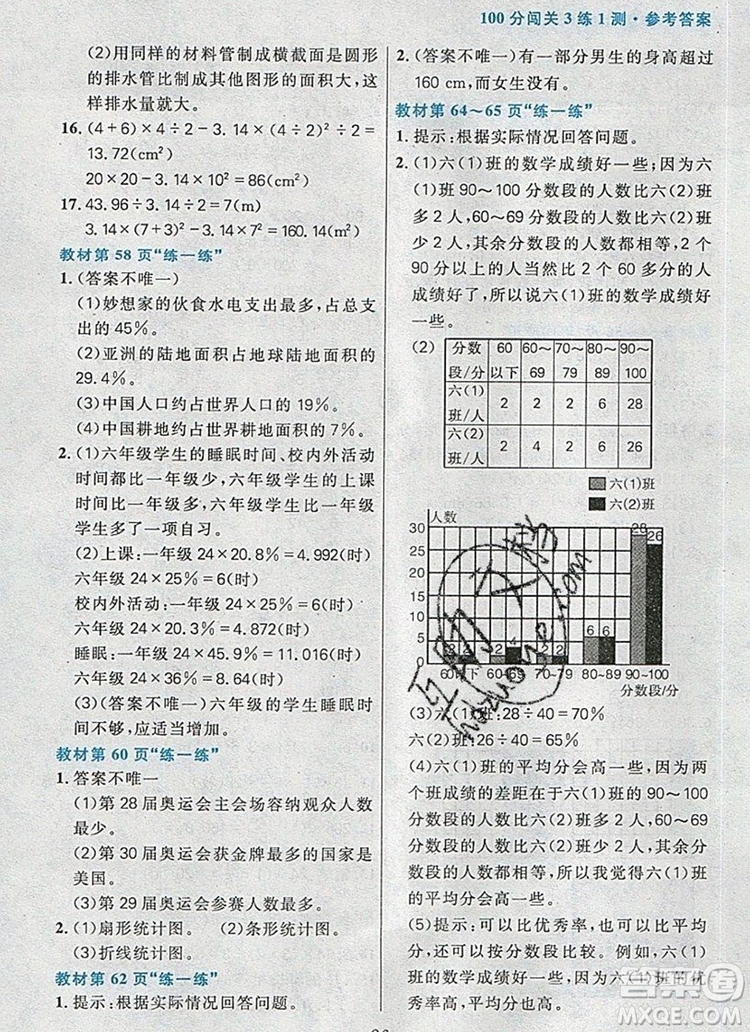 遠(yuǎn)方出版社2019年100分闖關(guān)課時(shí)作業(yè)六年級數(shù)學(xué)上冊北師大版答案