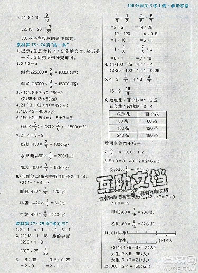 遠(yuǎn)方出版社2019年100分闖關(guān)課時(shí)作業(yè)六年級數(shù)學(xué)上冊北師大版答案