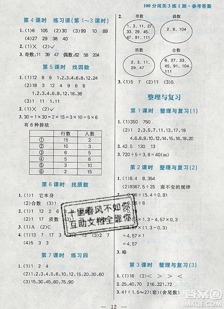 遠方出版社2019年100分闖關課時作業(yè)五年級數學上冊北師大版答案