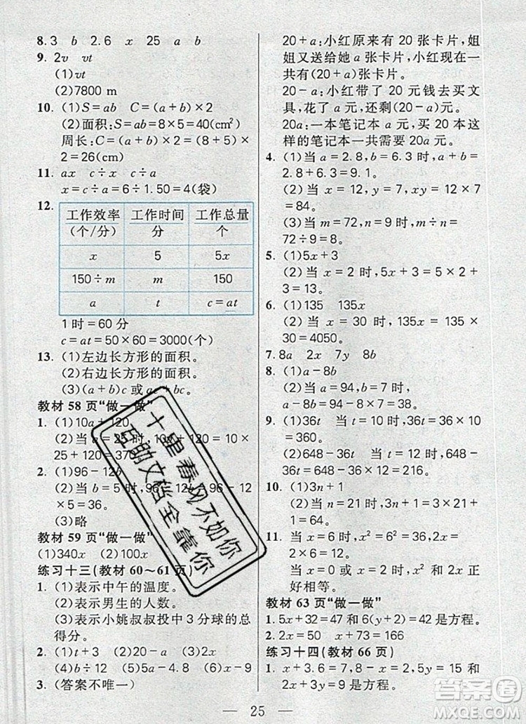 遠(yuǎn)方出版社2019年100分闖關(guān)課時作業(yè)五年級數(shù)學(xué)上冊人教版答案