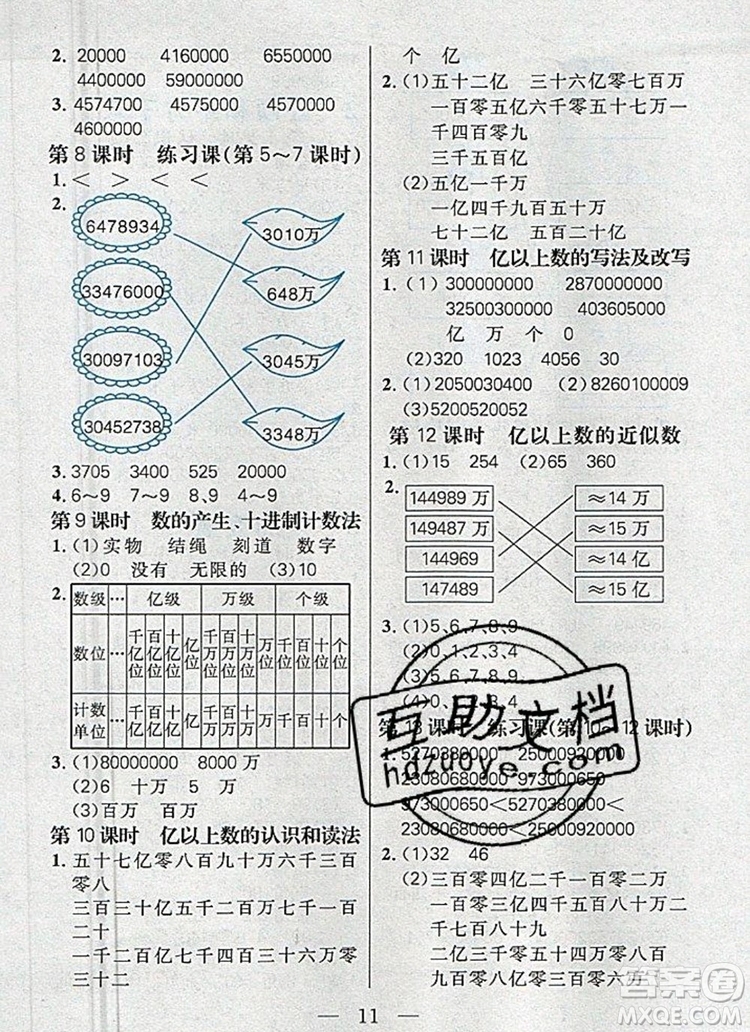 遠方出版社2019年100分闖關(guān)課時作業(yè)四年級數(shù)學上冊人教版答案
