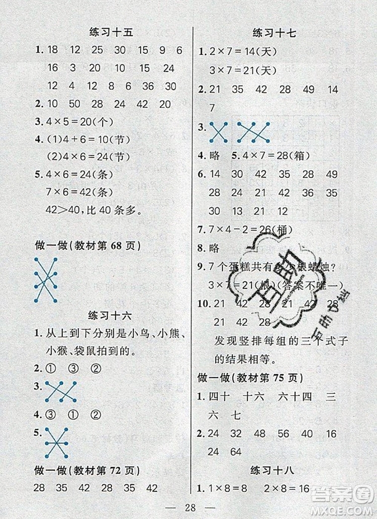 遠(yuǎn)方出版社2019年100分闖關(guān)課時(shí)作業(yè)二年級(jí)數(shù)學(xué)上冊人教版答案