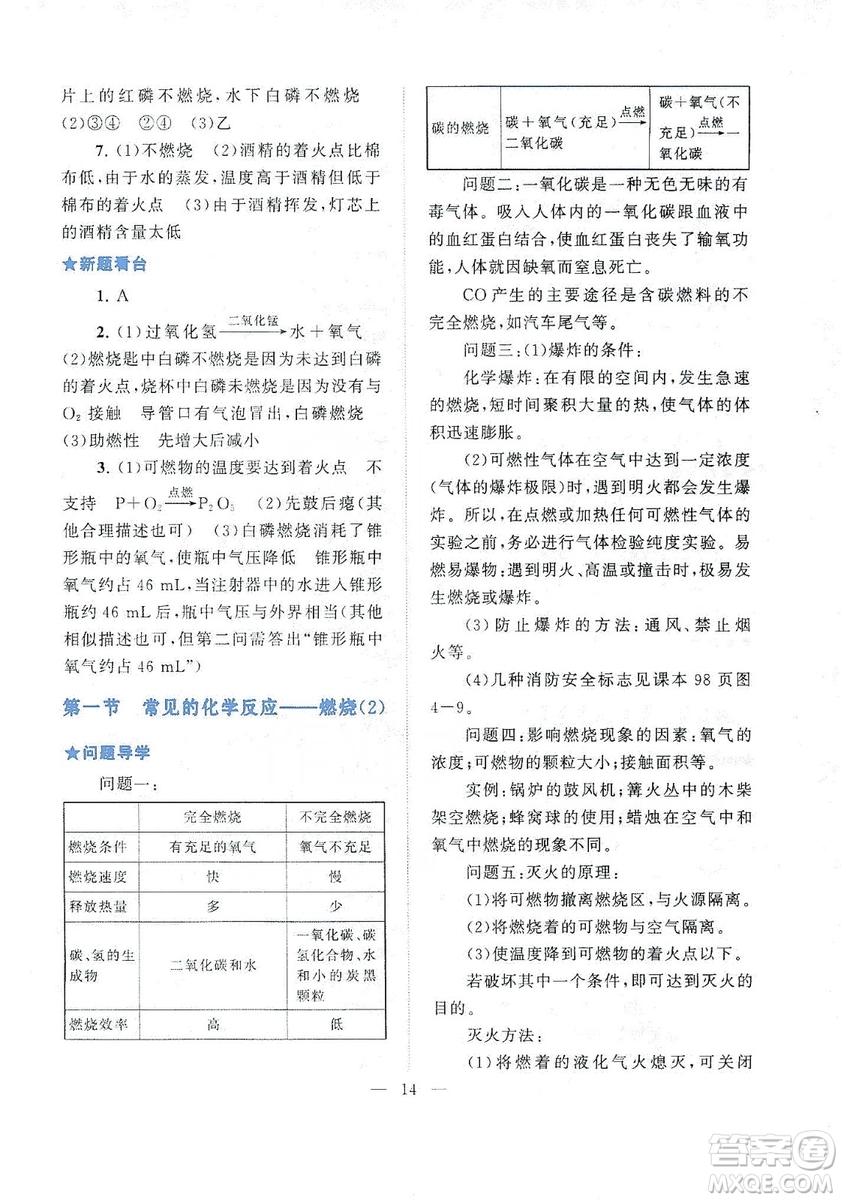 2019啟東黃岡作業(yè)本九年級(jí)化學(xué)上冊(cè)上海教育教材適用答案