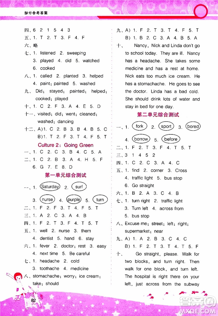 2019年新課程學(xué)習(xí)輔導(dǎo)英語六年級(jí)上冊(cè)廣東人民版參考答案