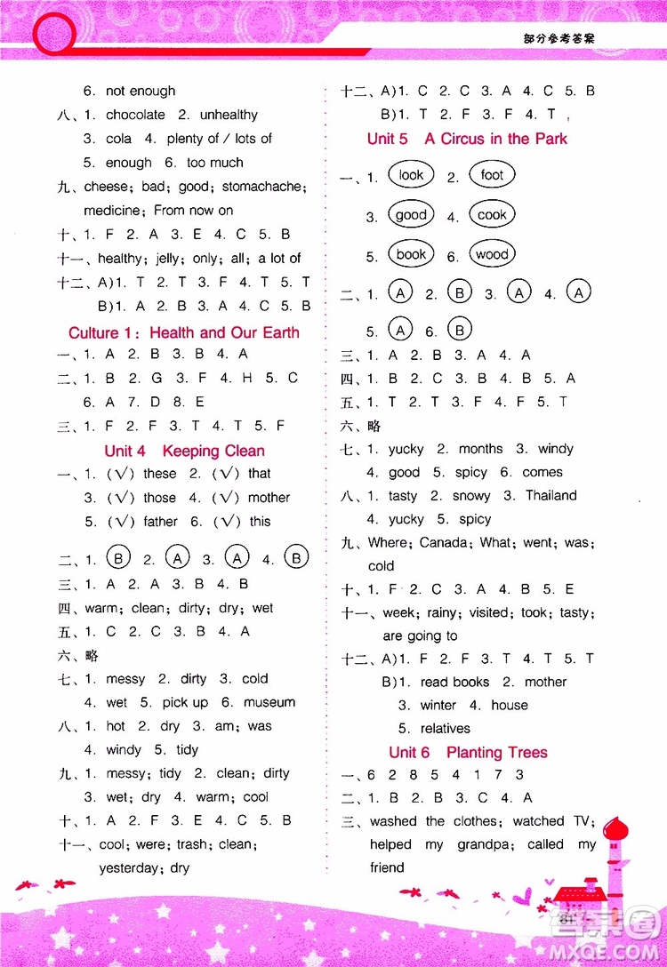 2019年新課程學(xué)習(xí)輔導(dǎo)英語六年級(jí)上冊(cè)廣東人民版參考答案
