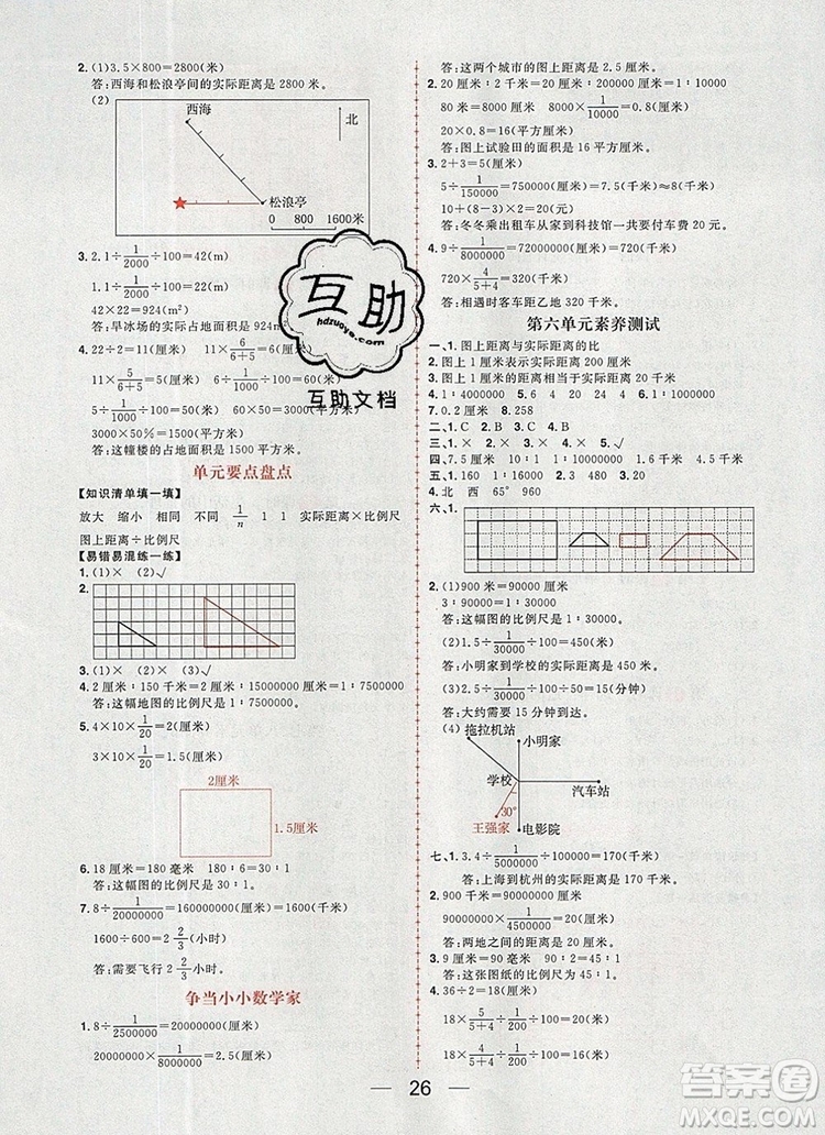 南方出版社2019年核心素養(yǎng)天天練六年級數(shù)學(xué)上冊冀教版答案
