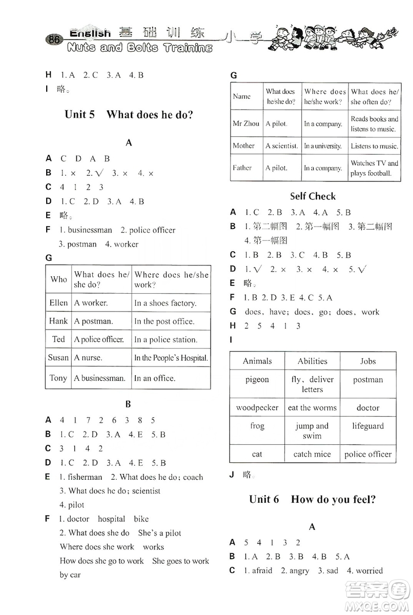 山東教育出版社2019小學基礎訓練六年級英語上冊人教PEP版答案