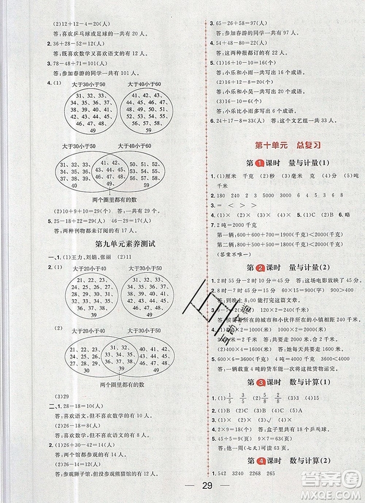南方出版社2019年核心素養(yǎng)天天練三年級數學上冊人教版答案