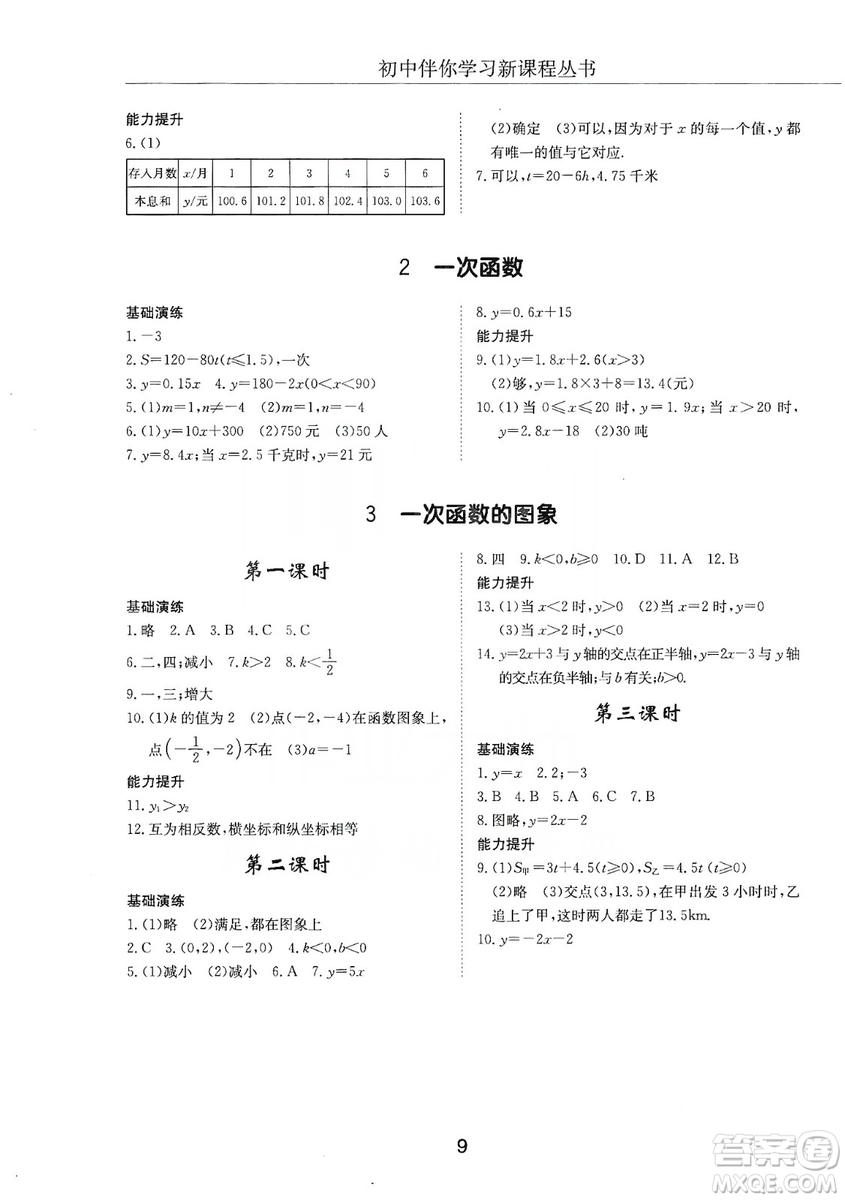 明天出版社2019初中伴你學習新課程叢書七年級數(shù)學上冊人教版答案