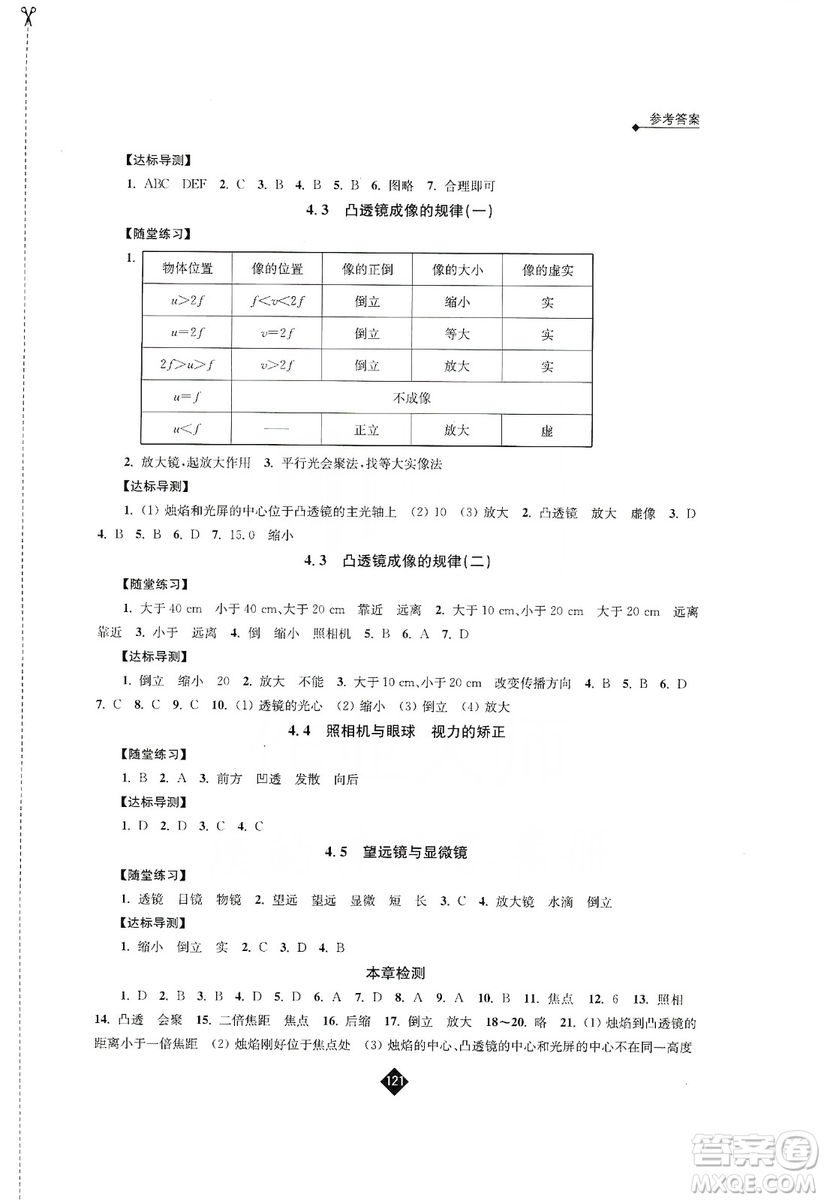 江蘇人民出版社2019伴你學(xué)八年級(jí)上冊(cè)物理蘇科版答案