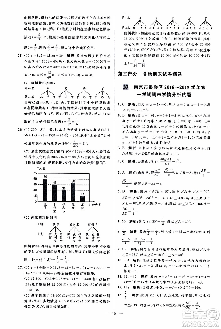 2019年亮點(diǎn)給力大試卷數(shù)學(xué)九年級(jí)上冊(cè)人教版參考答案