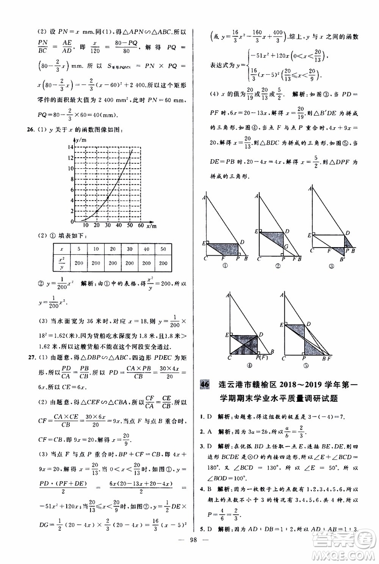2019年亮點(diǎn)給力大試卷數(shù)學(xué)九年級(jí)上冊(cè)人教版參考答案