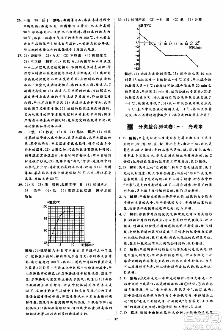 2019年亮點給力大試卷物理八年級上冊人教版參考答案