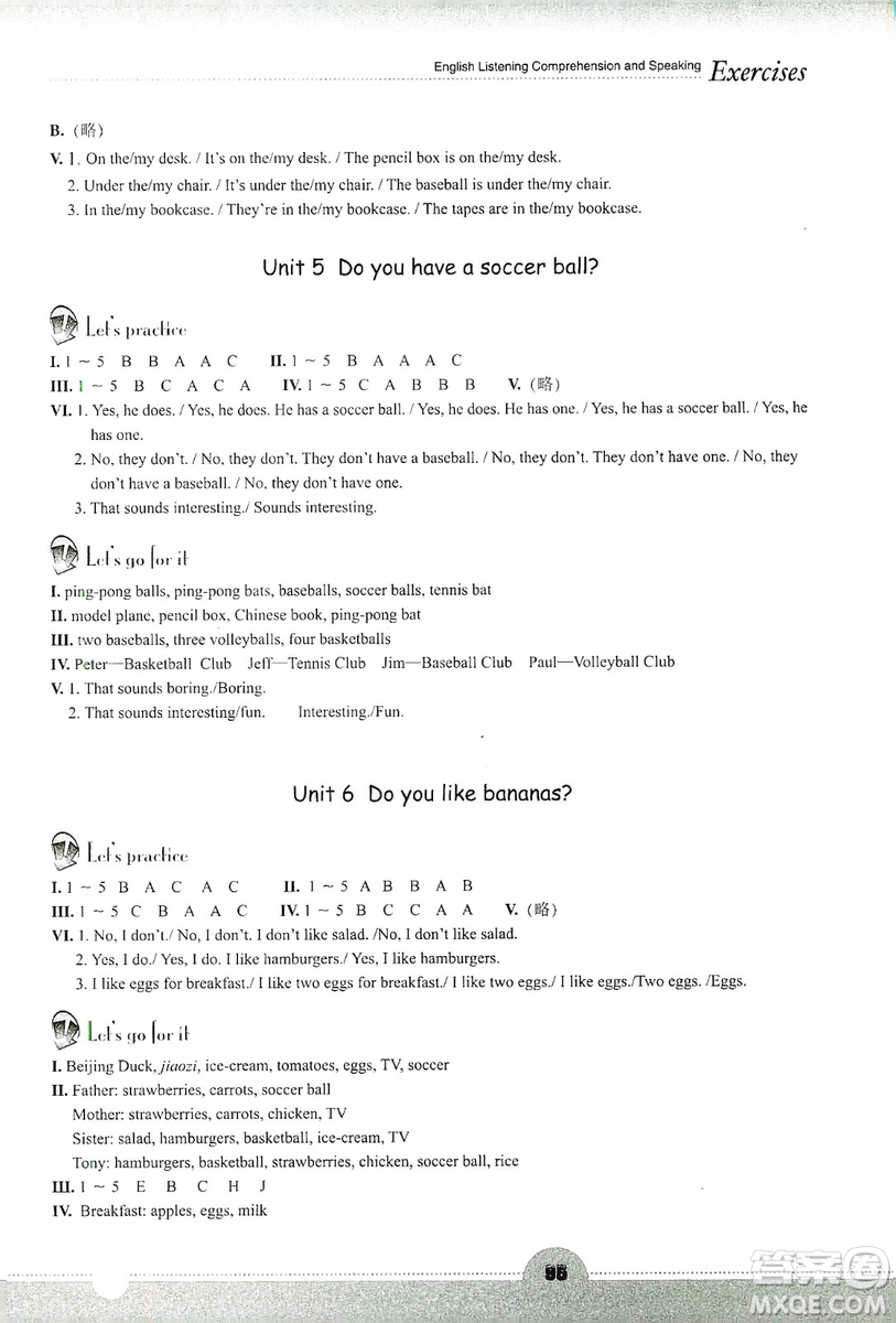 浙江教育出版社2019英語聽說強(qiáng)化訓(xùn)練七年級(jí)上冊(cè)人教版答案