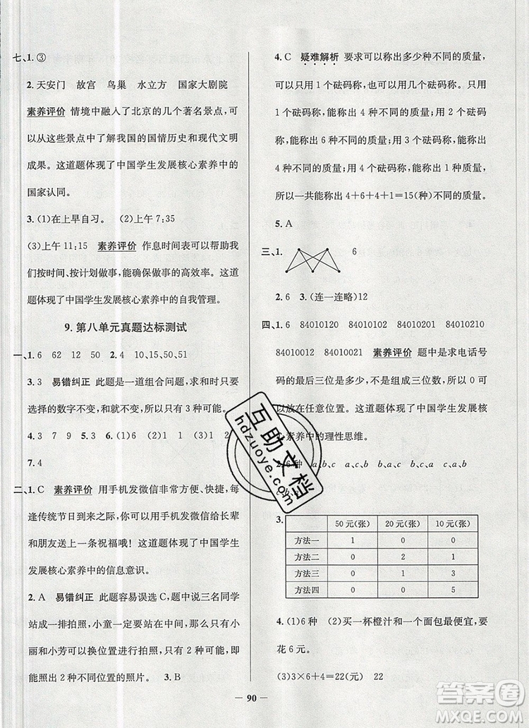 2019年北京市真題圈小學(xué)試卷真卷三步練二年級數(shù)學(xué)上冊答案