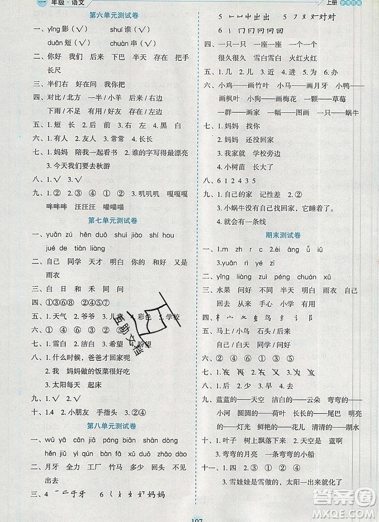 延邊人民出版社2019年百分學(xué)生作業(yè)本題練王一年級(jí)語(yǔ)文上冊(cè)部編版答案