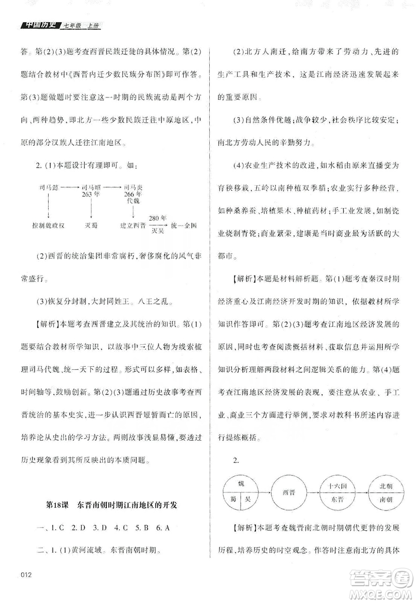 天津教育出版社2019學(xué)習(xí)質(zhì)量監(jiān)測(cè)中國(guó)歷史七年級(jí)上冊(cè)人教版答案