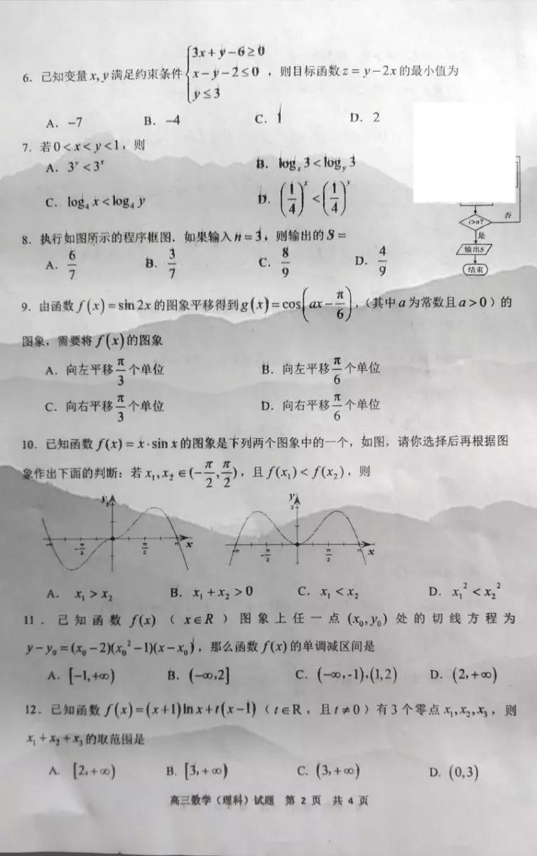 肇慶市2020屆高中畢業(yè)班第一次統(tǒng)一檢測(cè)理科數(shù)學(xué)試題及參考答案