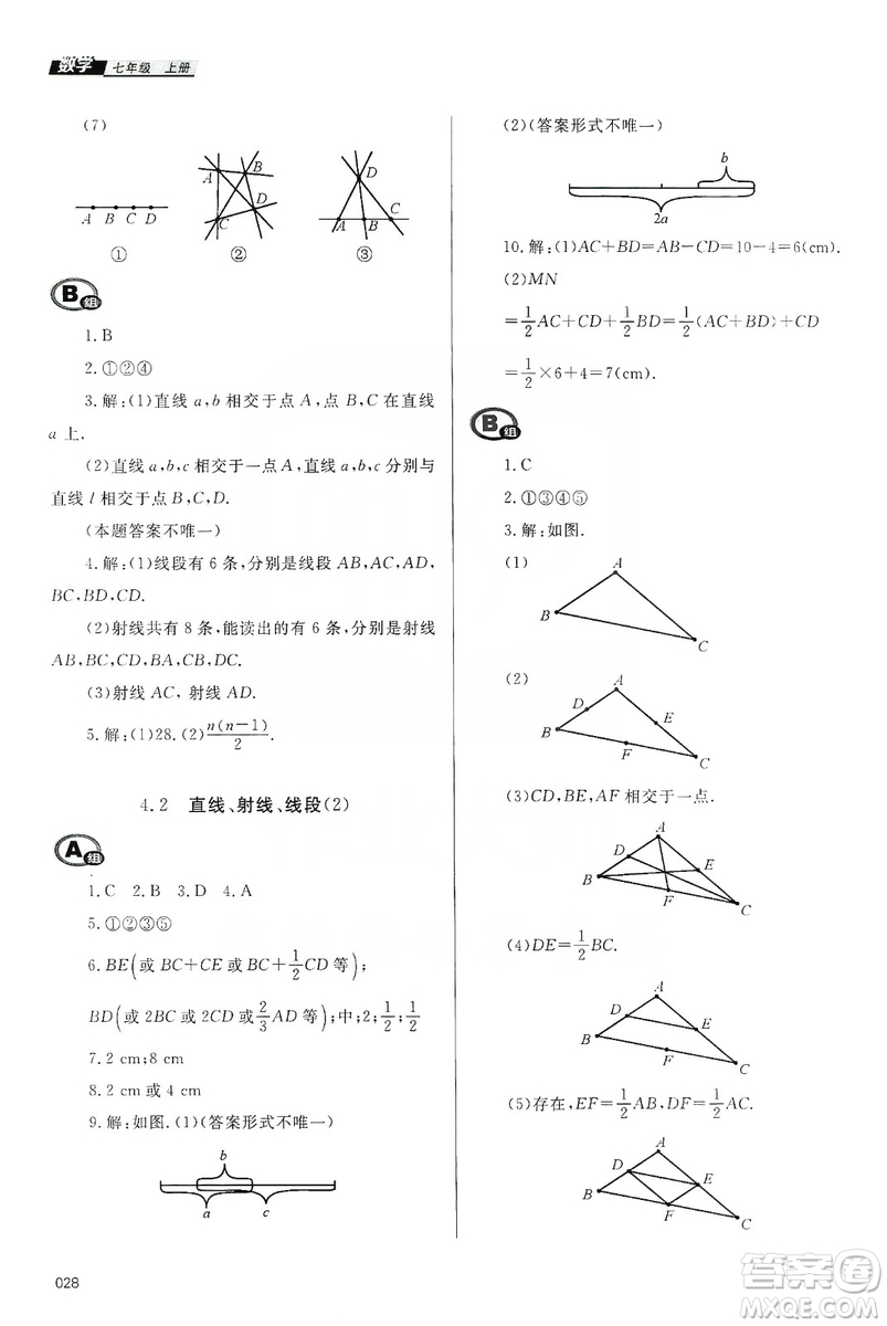 天津教育出版社2019學(xué)習(xí)質(zhì)量監(jiān)測(cè)七年級(jí)數(shù)學(xué)上冊(cè)人教版答案
