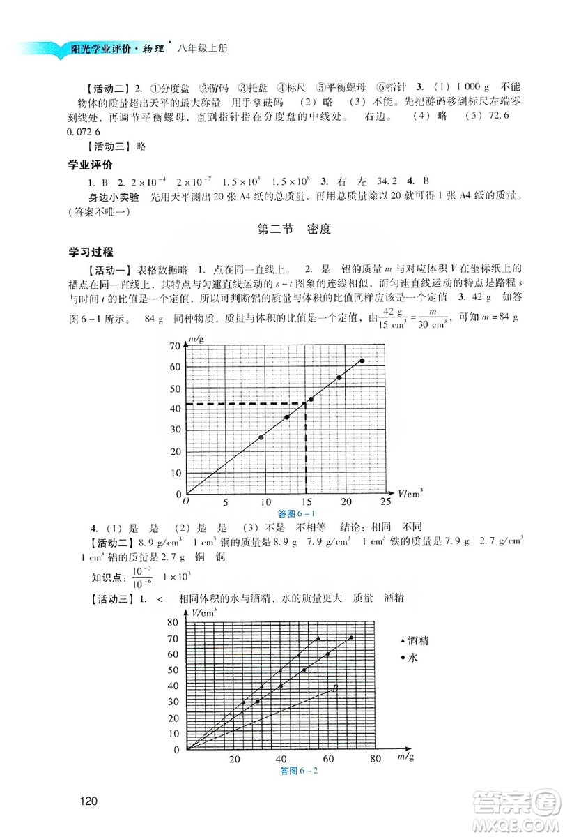 廣州出版社2019陽(yáng)光學(xué)業(yè)評(píng)價(jià)物理八年級(jí)上冊(cè)人教版答案