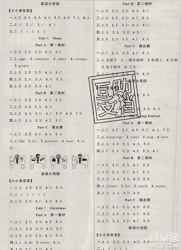 2019年金榜行動(dòng)高效課堂助教型教輔四年級(jí)英語(yǔ)上冊(cè)閩教版參考答案
