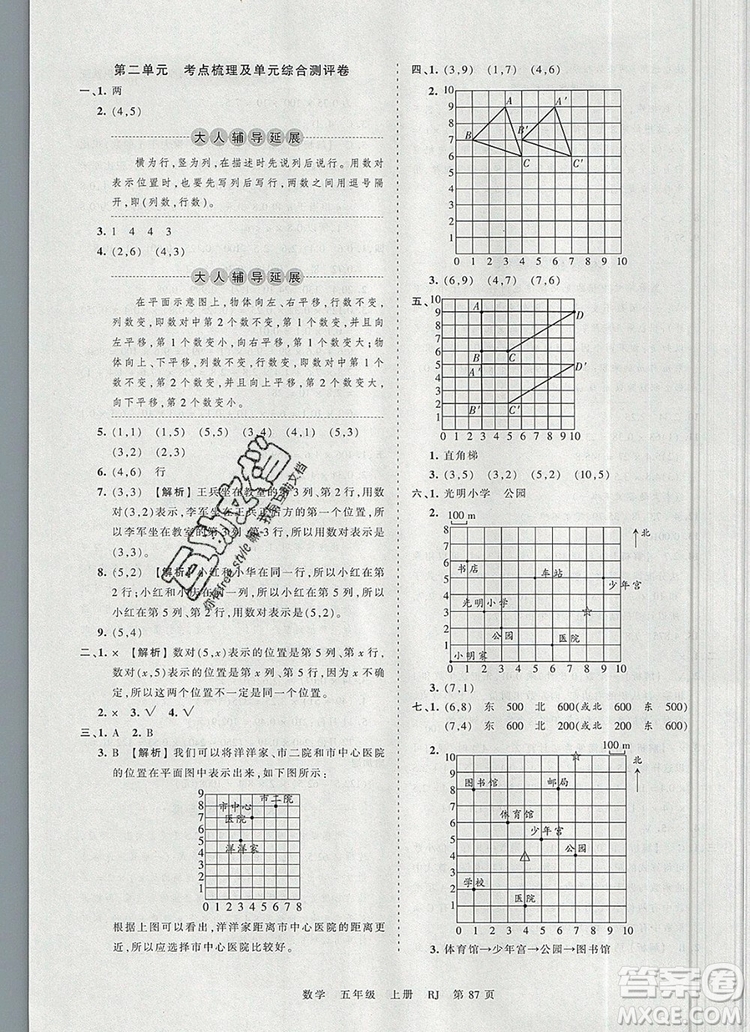江西人民出版社2019年王朝霞考點(diǎn)梳理時(shí)習(xí)卷五年級數(shù)學(xué)上冊人教版答案