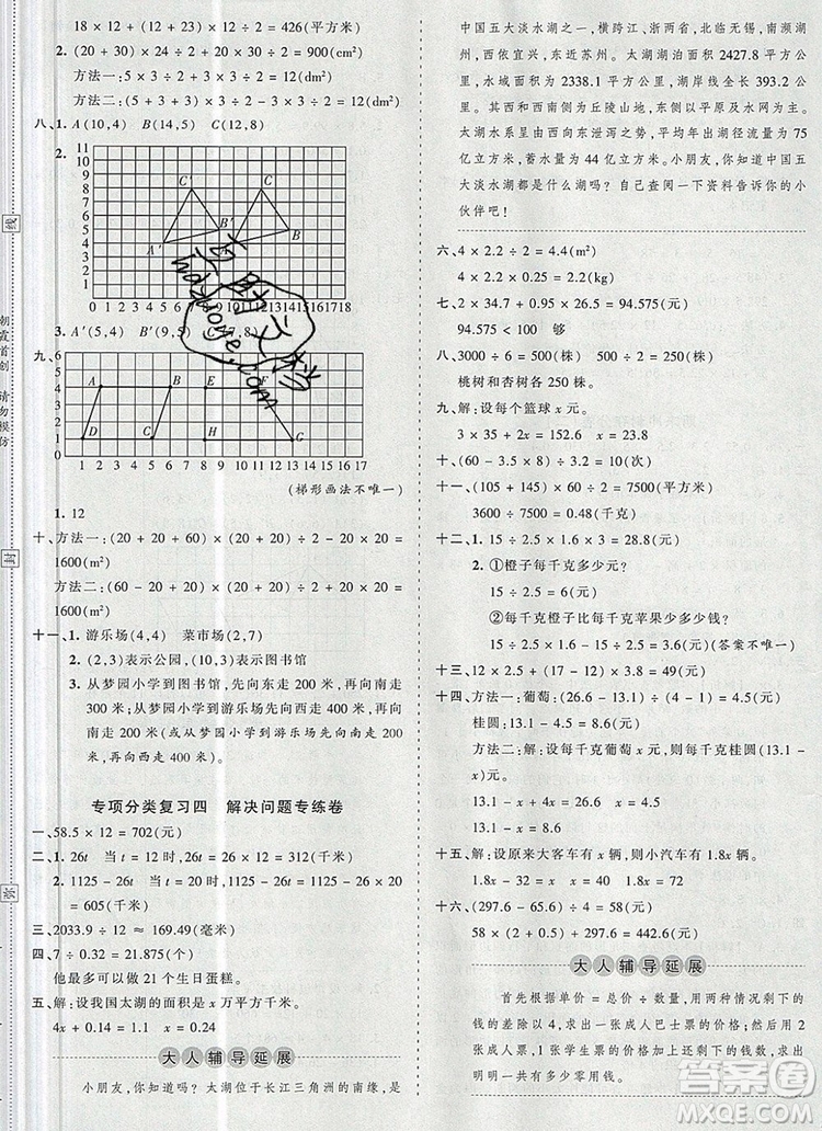 江西人民出版社2019年王朝霞考點(diǎn)梳理時(shí)習(xí)卷五年級數(shù)學(xué)上冊人教版答案