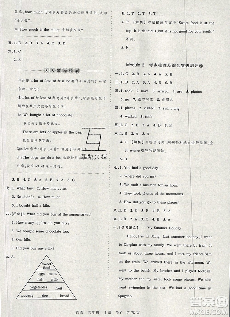 江西人民出版社2019年王朝霞考點(diǎn)梳理時習(xí)卷五年級英語上冊外研版答案