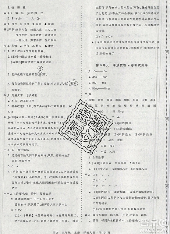 江西人民出版社2019年王朝霞考點(diǎn)梳理時(shí)習(xí)卷三年級(jí)語(yǔ)文上冊(cè)人教版答案