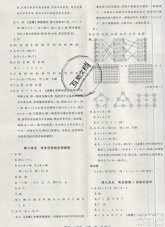 江西人民出版社2019年王朝霞考點(diǎn)梳理時(shí)習(xí)卷二年級數(shù)學(xué)上冊北師版答案