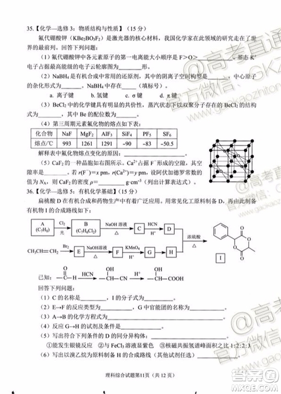 綿陽市高中2017級第一次診斷性考試?yán)砜凭C合試題及答案