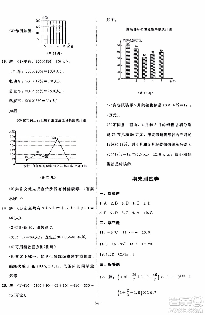 2019年課內(nèi)課外直通車數(shù)學七年級上冊北師大版參考答案