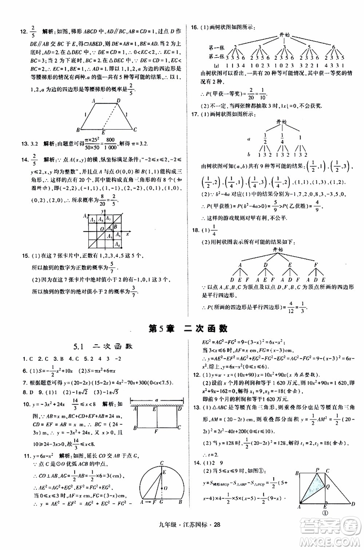 2019年經(jīng)綸學(xué)典學(xué)霸題中題數(shù)學(xué)九年級(jí)全一冊(cè)江蘇國(guó)際參考答案
