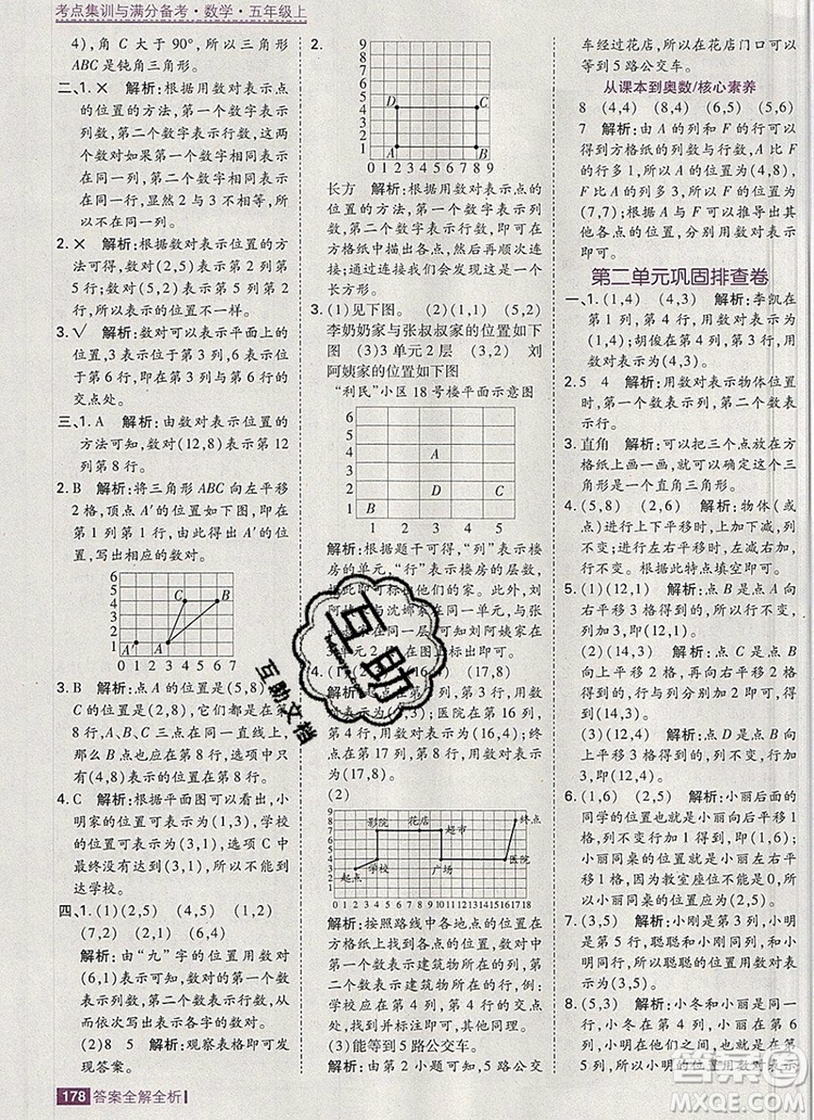 2019年考點(diǎn)集訓(xùn)與滿分備考五年級數(shù)學(xué)上冊人教版答案