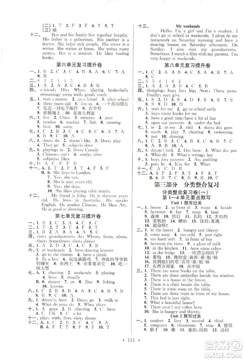 江蘇人民出版社2019江蘇好卷5年級(jí)英語(yǔ)上冊(cè)譯林版答案