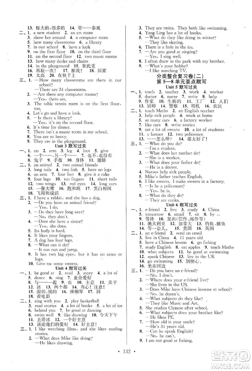 江蘇人民出版社2019江蘇好卷5年級(jí)英語(yǔ)上冊(cè)譯林版答案