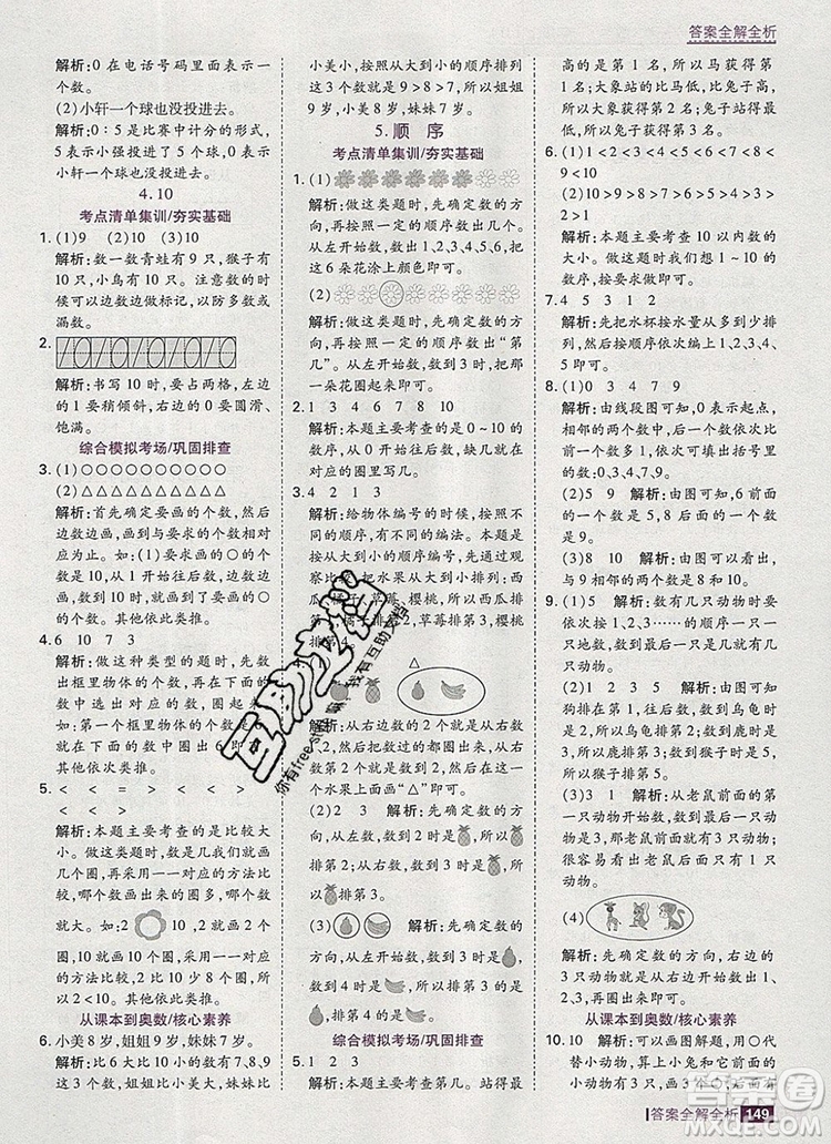 2019年考點(diǎn)集訓(xùn)與滿分備考一年級(jí)數(shù)學(xué)上冊(cè)冀教版答案