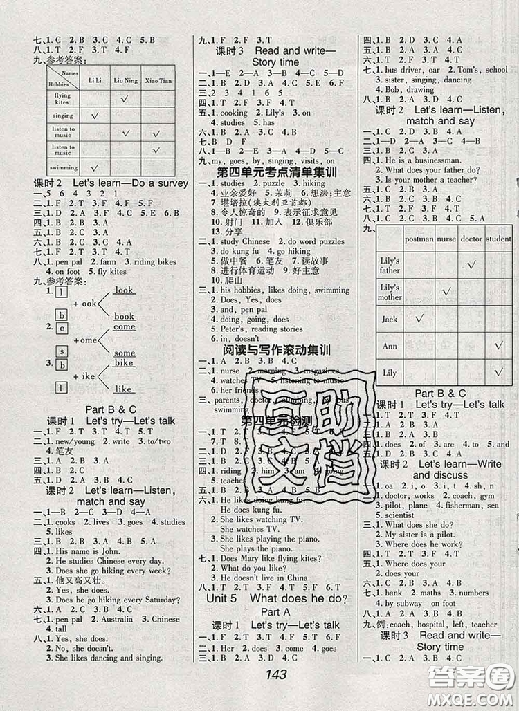 2019年人教版全優(yōu)課堂考點集訓與滿分備考六年級英語上冊答案
