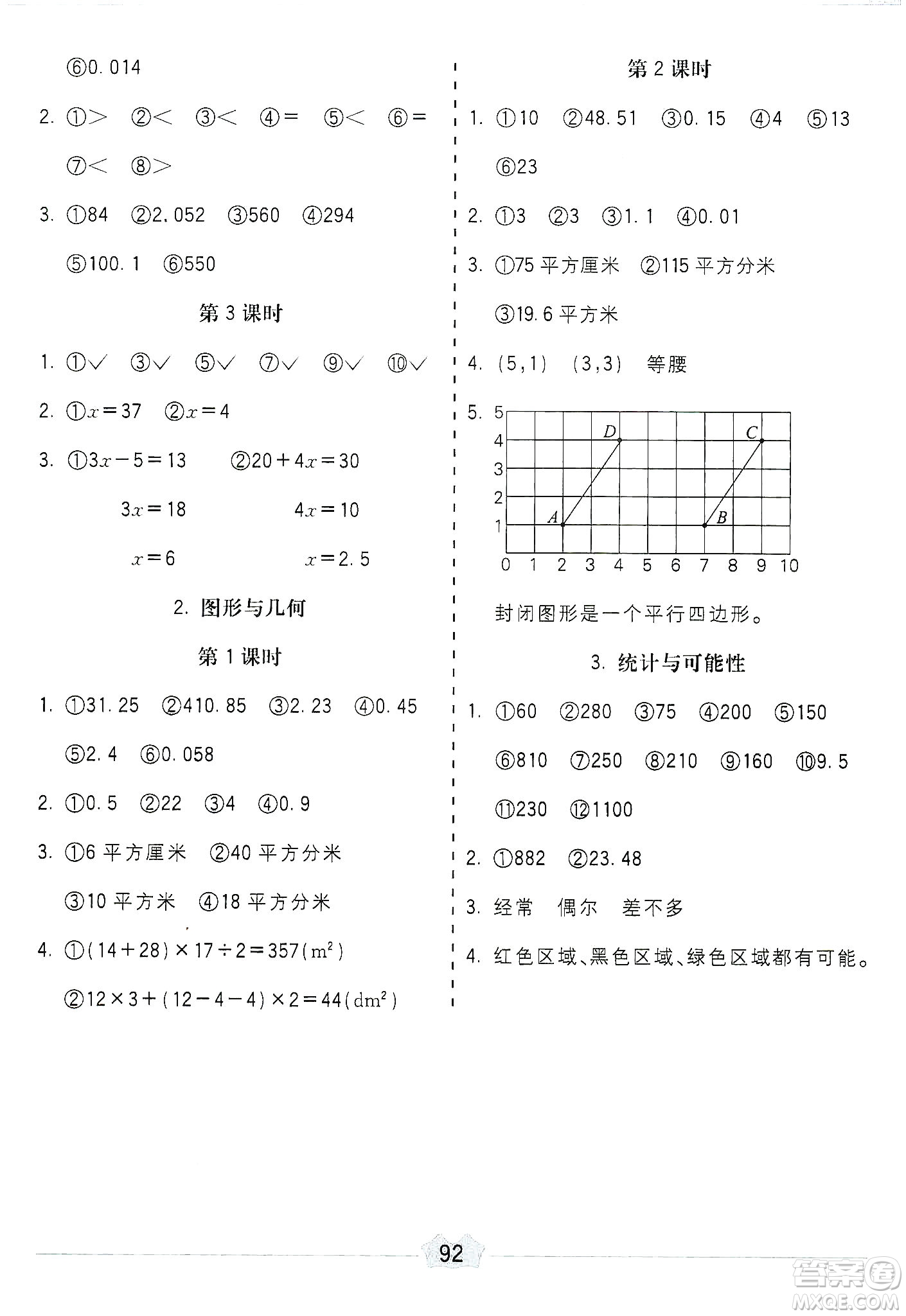 河北大學(xué)出版社2019五E口算題卡五年級(jí)上冊(cè)人教版答案