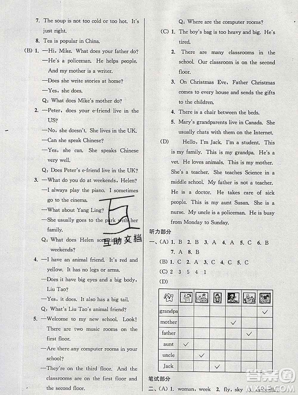 2019年超能學(xué)典各地期末試卷精選五年級(jí)英語(yǔ)上冊(cè)江蘇版答案