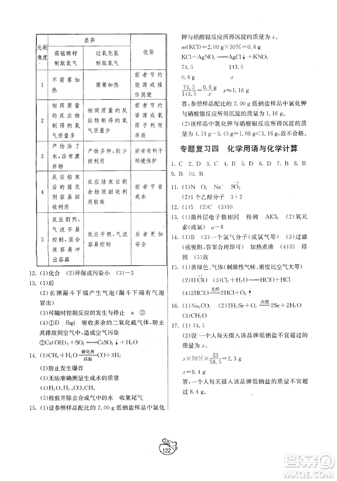 山東人民出版社2019初中單元測試卷八年級化學全一冊54學制魯教版答案