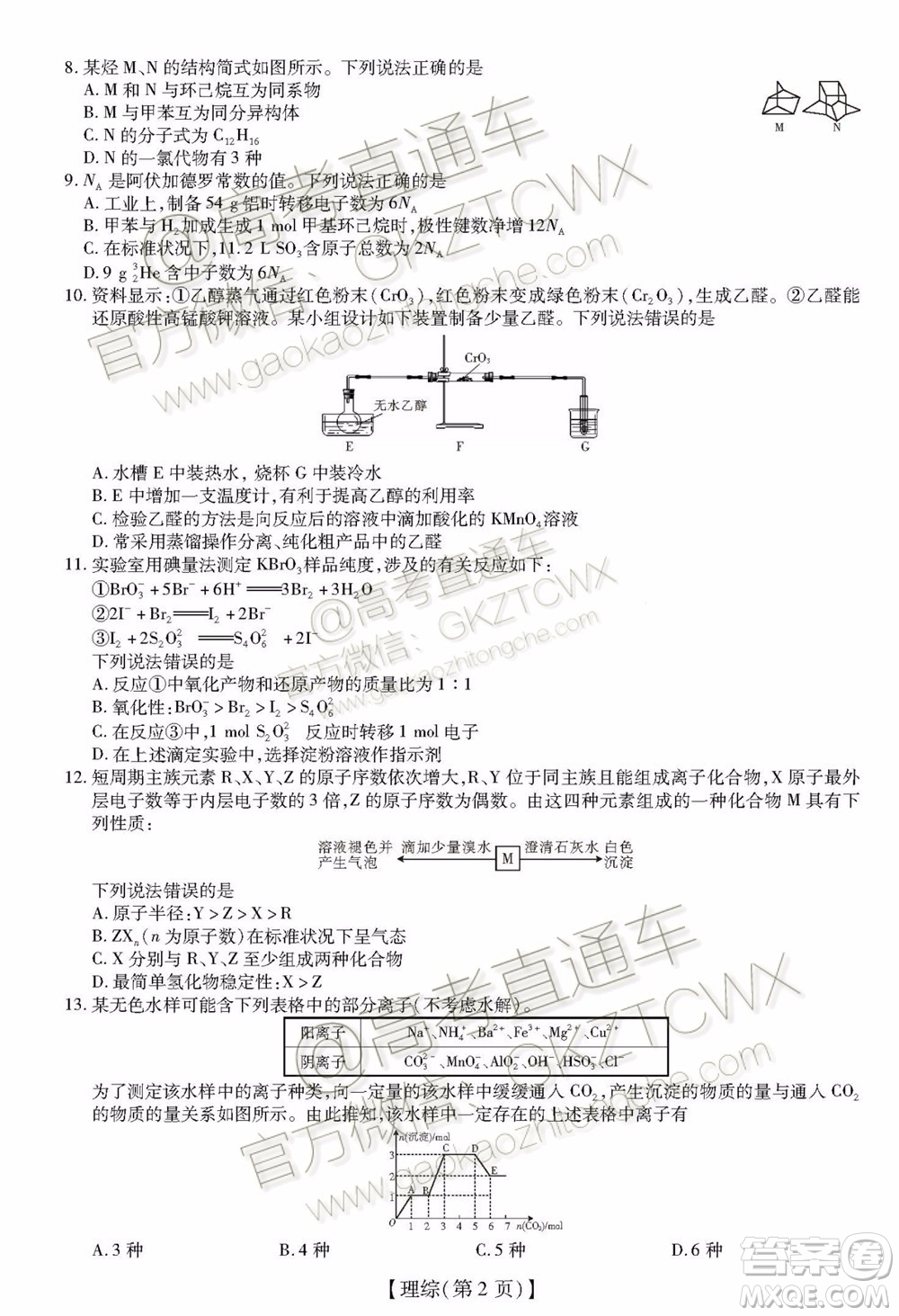 2020屆廣東省高三年級第一次教學(xué)質(zhì)量檢測理科綜合試題及答案