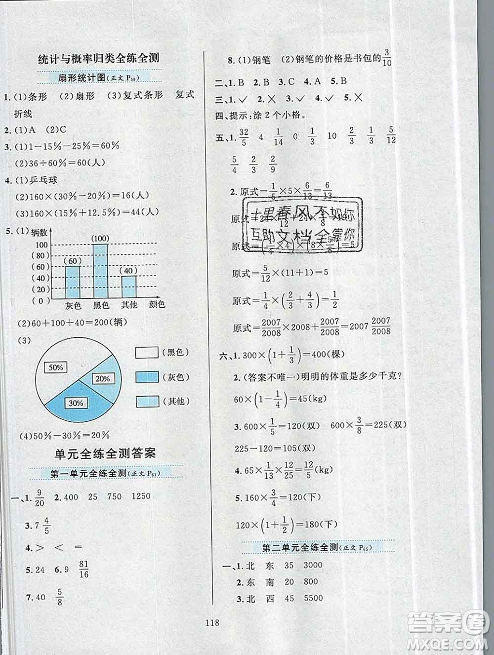 陜西人民教育出版社2019年小學(xué)教材全練六年級(jí)數(shù)學(xué)上冊(cè)人教版答案