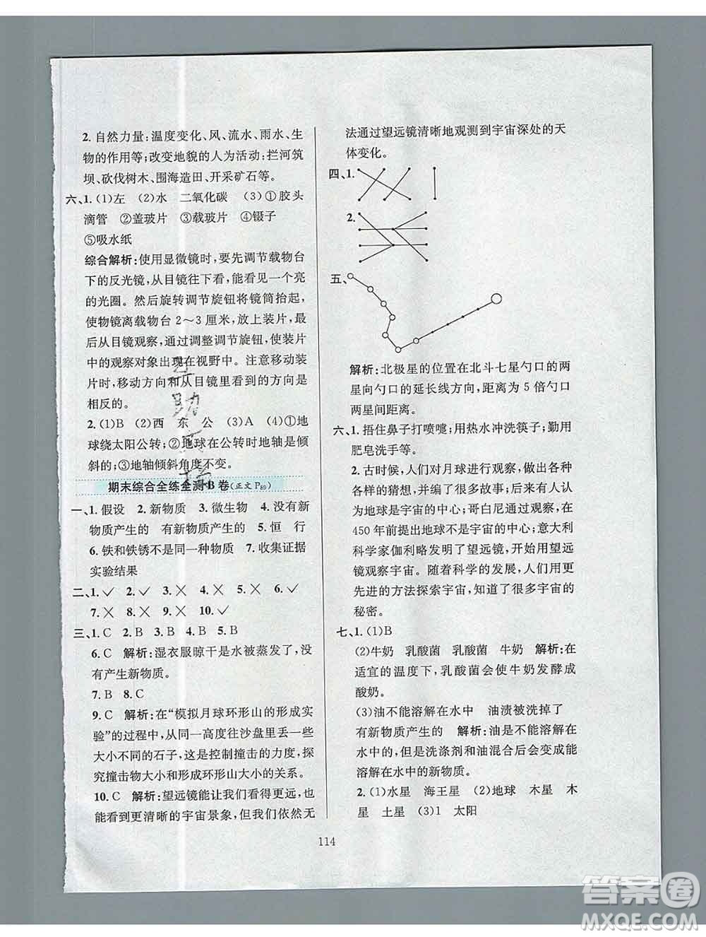 陜西人民教育出版社2019年小學教材全練六年級科學上冊江蘇版答案