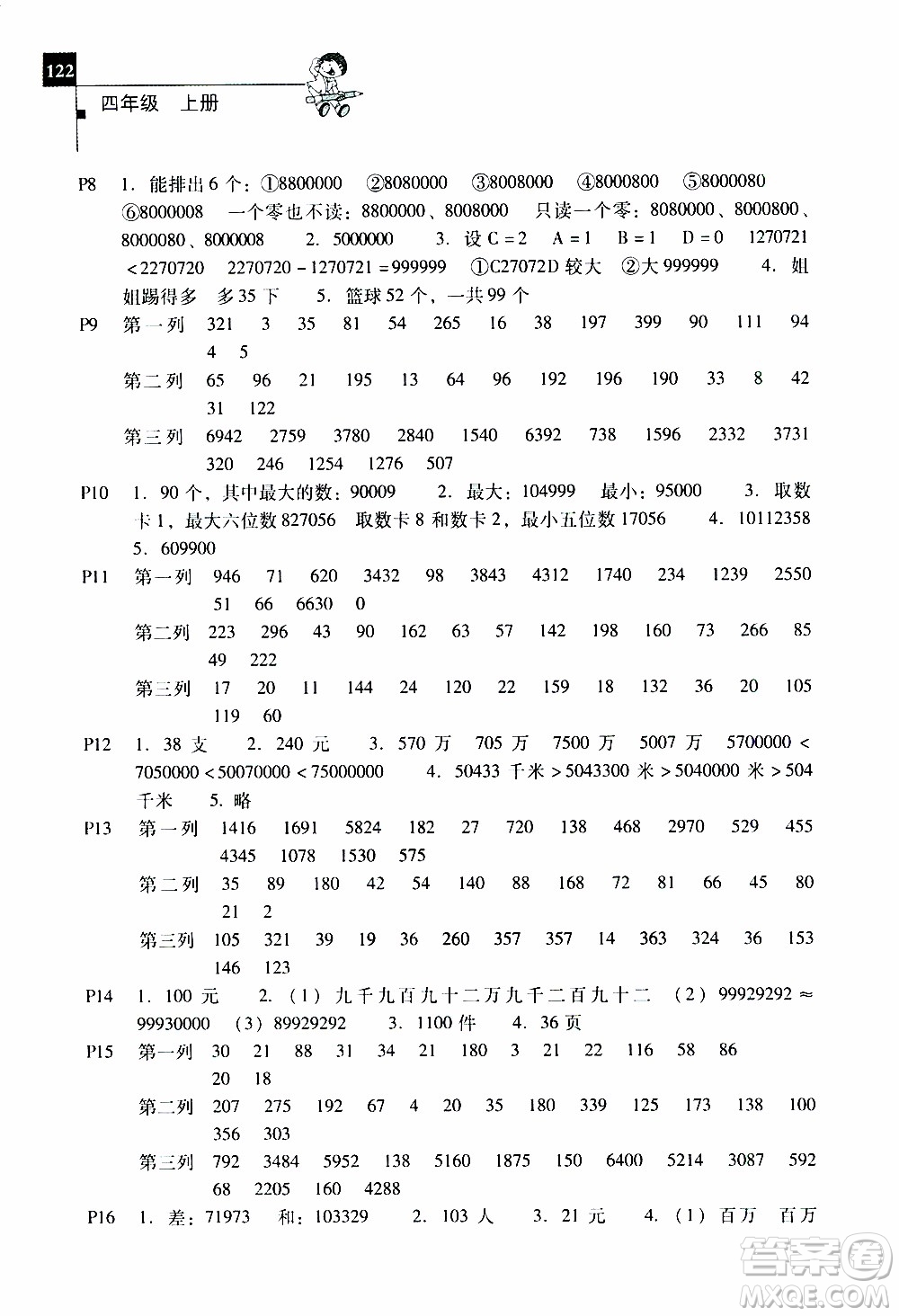 2019年一線名師口算應用題天天練一本全四年級上冊參考答案