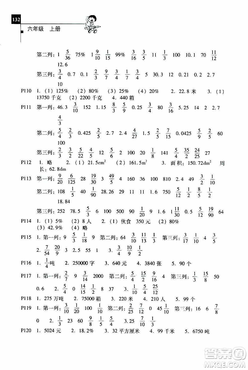 2019年一線名師口算應(yīng)用題天天練一本全六年級(jí)上冊(cè)參考答案