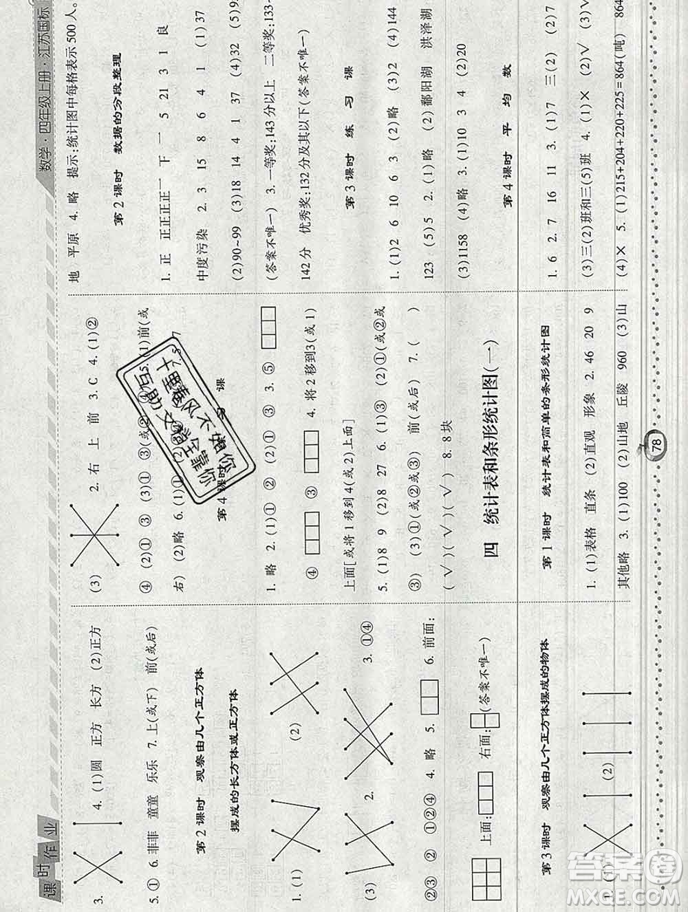 2019年秋江蘇版經(jīng)綸學(xué)典課時(shí)作業(yè)四年級(jí)數(shù)學(xué)上冊(cè)答案