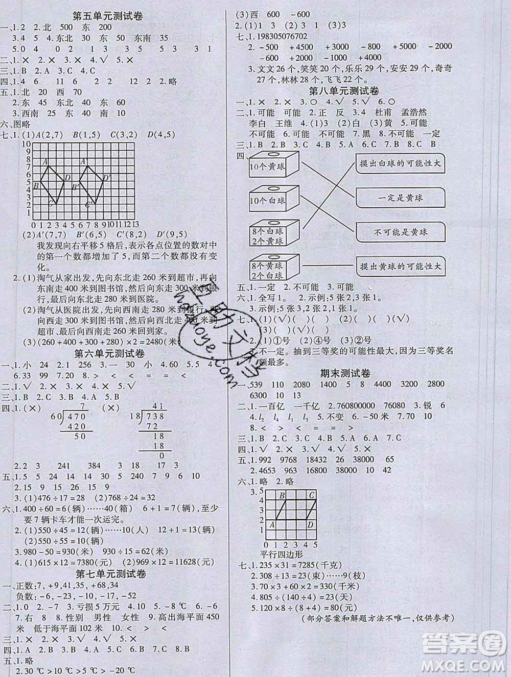 沈陽出版社2019秋優(yōu)秀三好生四年級數(shù)學(xué)上冊北師大版B版答案