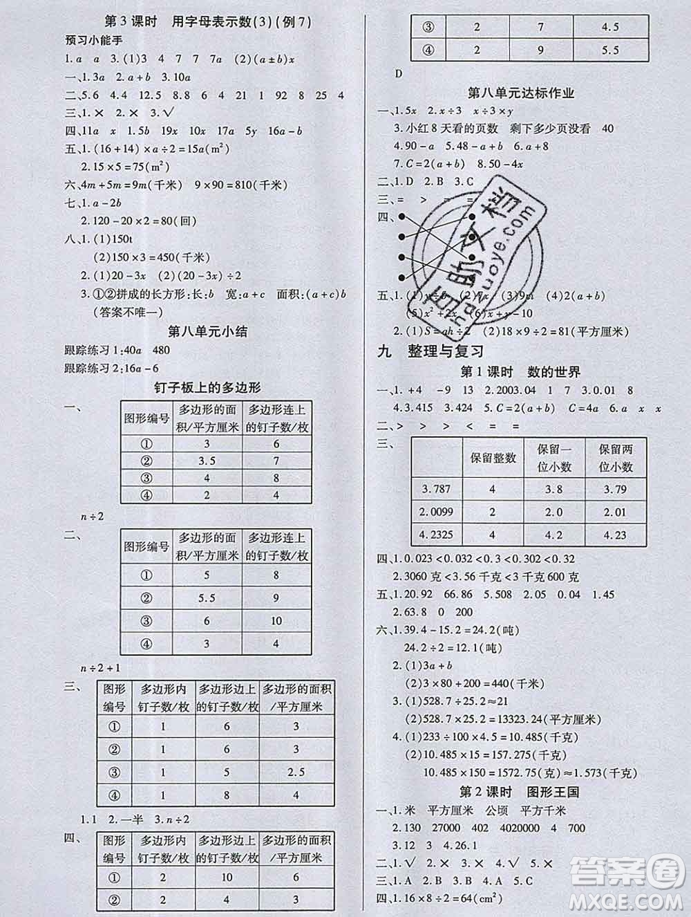 2019秋新版培優(yōu)紅領(lǐng)巾樂園蘇教版B版五年級(jí)數(shù)學(xué)上冊(cè)答案